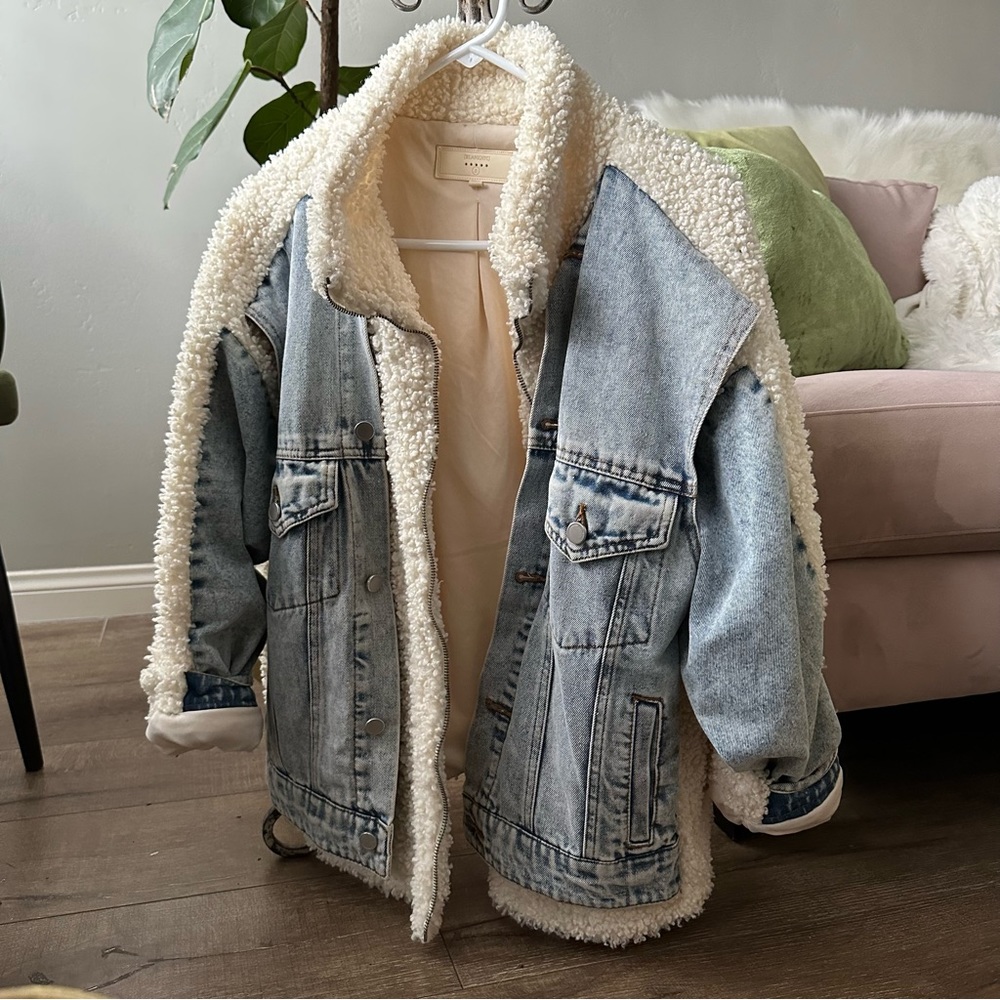 Shearling and denim jacket
